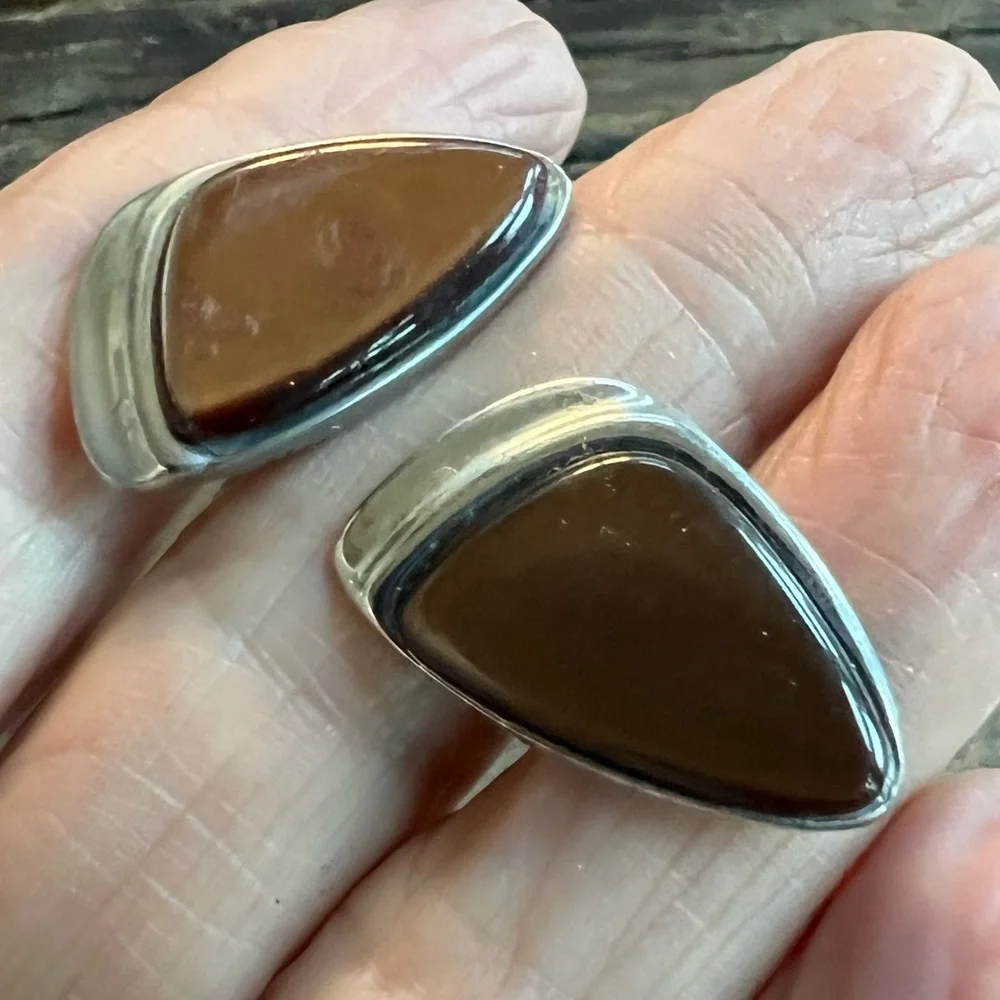 Brown Jasper (?) and Silver Cufflinks
